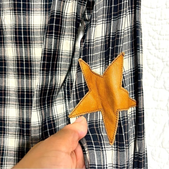 MASON SCOTCH Cottage Cowgirl Button Up Black & Cream Plaid Top,Size X-Small-#254 - Picture 12 of 15